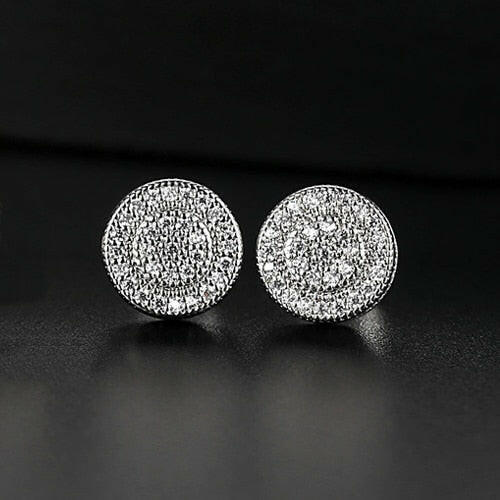 LUOTEEMI Elegant Small Round Stud Earrings for Women Dating AAA Black/White Cubic Zircon Three Color Fashion Jewelry Gift yuhuv test  yuhuv test022.