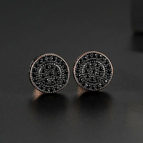 LUOTEEMI Elegant Small Round Stud Earrings for Women Dating AAA Black/White Cubic Zircon Three Color Fashion Jewelry Gift yuhuv test  yuhuv test022.