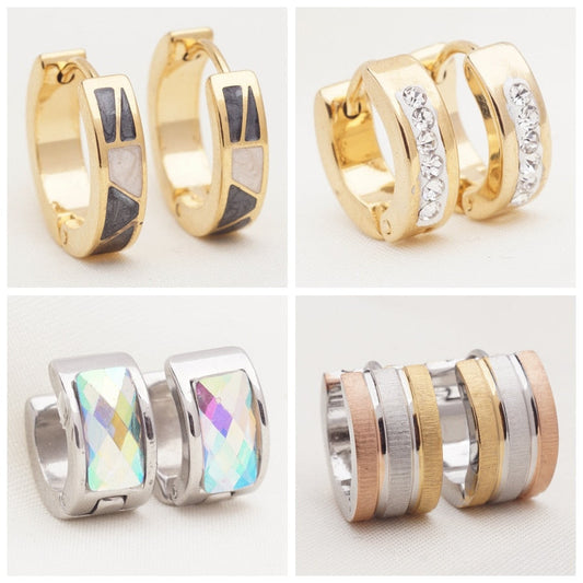 969696 yuhuv test Yunkingdom 32 Pairs Different Style Fashion Geometric Stainless Steel Small Circle Hoop Earrings for Womens Girls Punk Jewelry yuhuv test aja.