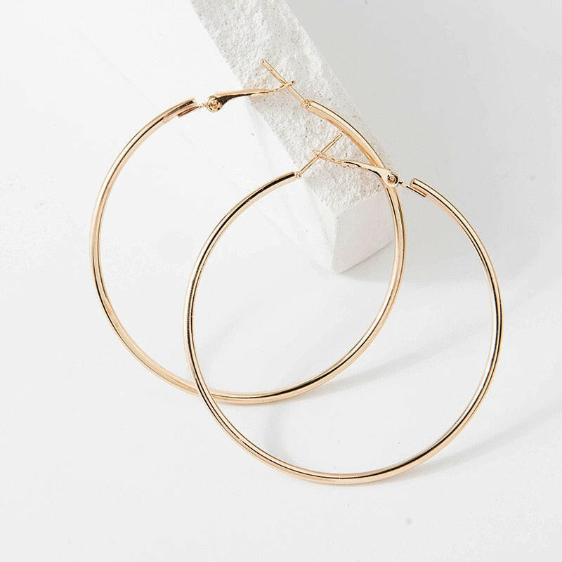 Fashion Large Hoop Earrings 40mm 60mm 80mm Big Smooth Circle Earrings Round Brincos Loop Earrings for Women Jewelry Party Gifts yuhuv test  yuhuv test022.