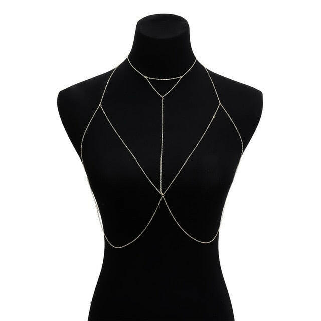 IngeSight.Z Simple Style Chain Necklace Belly Body Chain Fashion Sexy Copper Sequins Body Chain Jewelry for Women Beach Party yuhuv test  yuhuv test022.