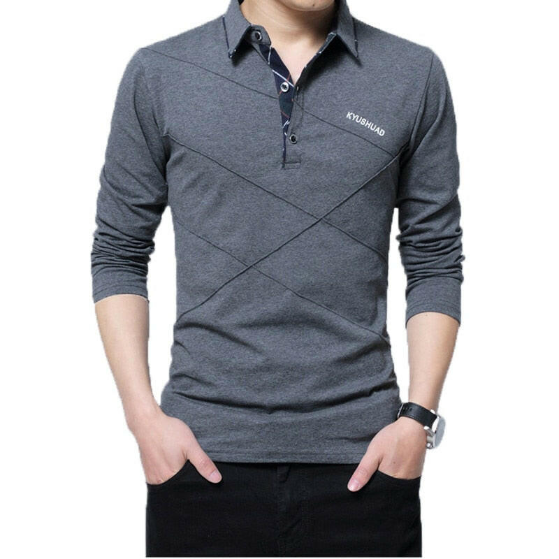 5XL Polo Shirt Collar Men Plus Size 3XL 4XL Autumn Button Brand Men Polo Shirt Long Sleeve Casual Male Shirt Dress Polo Shirts yuhuv test  yuhuv test022.