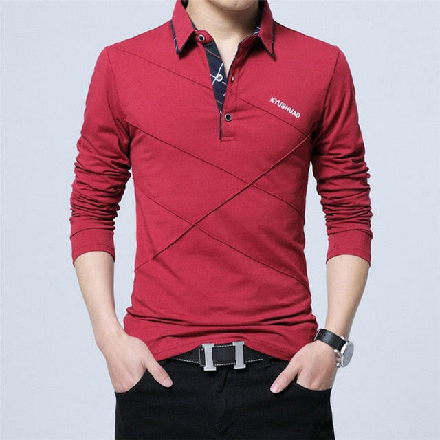 5XL Polo Shirt Collar Men Plus Size 3XL 4XL Autumn Button Brand Men Polo Shirt Long Sleeve Casual Male Shirt Dress Polo Shirts yuhuv test  yuhuv test022.