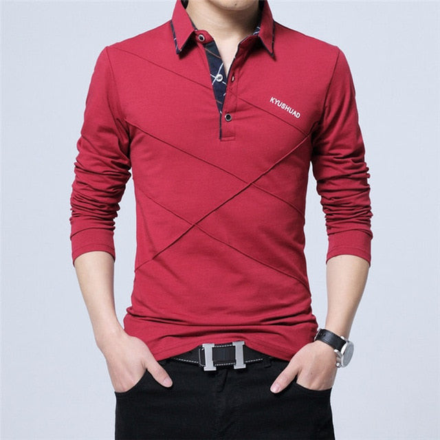 969696  yuhuv test 5XL Polo Shirt Collar Men Plus Size 3XL 4XL Autumn Button Brand Men Polo Shirt Long Sleeve Casual Male Shirt Dress Polo Shirts yuhuv test aja.