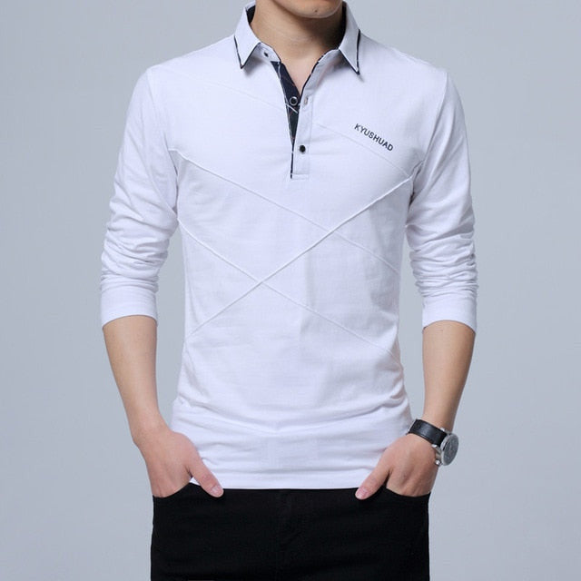 969696  yuhuv test 5XL Polo Shirt Collar Men Plus Size 3XL 4XL Autumn Button Brand Men Polo Shirt Long Sleeve Casual Male Shirt Dress Polo Shirts yuhuv test aja.