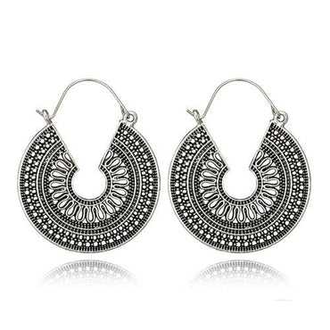 969696  yuhuv test Tocona Vintage Antique Gold Black Silver Color Flower Metal Hoop Earrings Punk Alloy Earring Brincos for Women Jewelry 5673 yuhuv test aja.