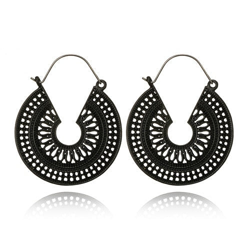 969696  yuhuv test Tocona Vintage Antique Gold Black Silver Color Flower Metal Hoop Earrings Punk Alloy Earring Brincos for Women Jewelry 5673 yuhuv test aja.