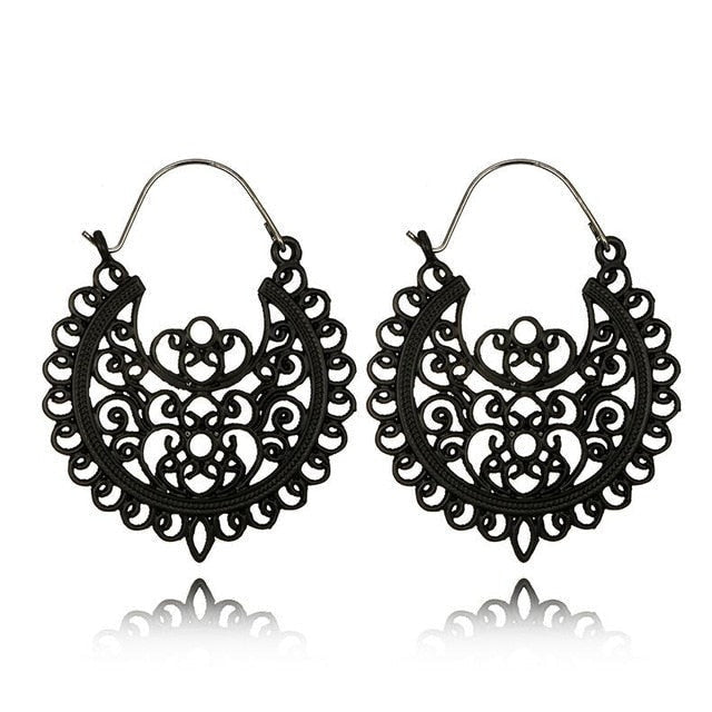 969696  yuhuv test Tocona Vintage Antique Gold Black Silver Color Flower Metal Hoop Earrings Punk Alloy Earring Brincos for Women Jewelry 5673 yuhuv test aja.