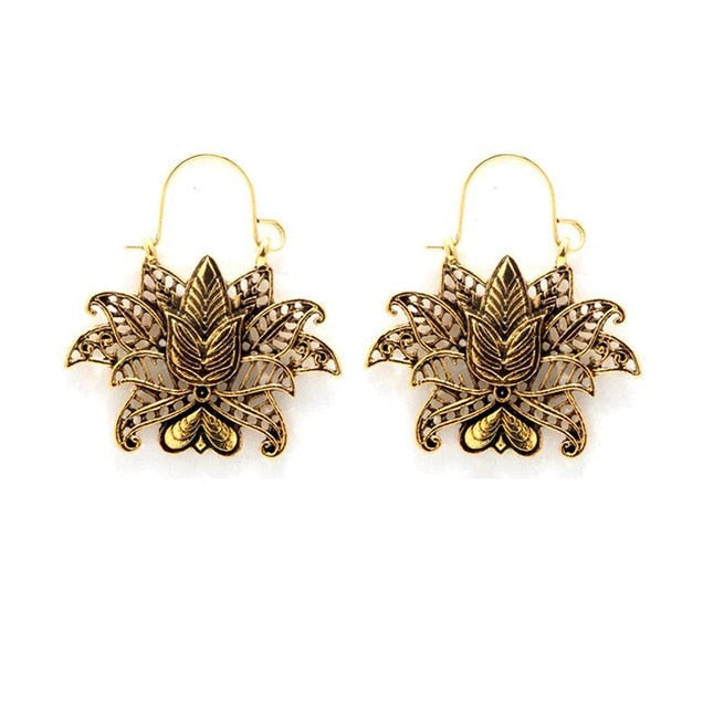 969696  yuhuv test Tocona Vintage Antique Gold Black Silver Color Flower Metal Hoop Earrings Punk Alloy Earring Brincos for Women Jewelry 5673 yuhuv test aja.