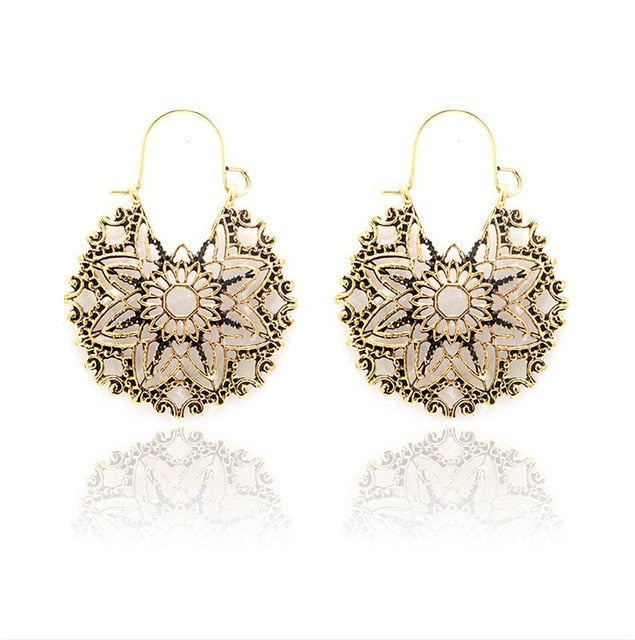 969696  yuhuv test Tocona Vintage Antique Gold Black Silver Color Flower Metal Hoop Earrings Punk Alloy Earring Brincos for Women Jewelry 5673 yuhuv test aja.