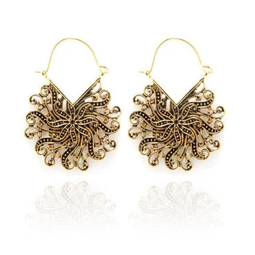 969696  yuhuv test Tocona Vintage Antique Gold Black Silver Color Flower Metal Hoop Earrings Punk Alloy Earring Brincos for Women Jewelry 5673 yuhuv test aja.