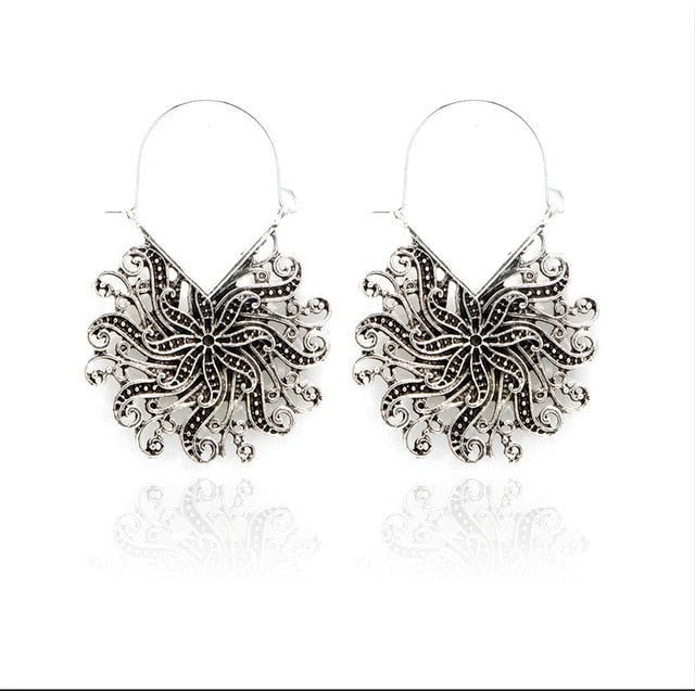 969696  yuhuv test Tocona Vintage Antique Gold Black Silver Color Flower Metal Hoop Earrings Punk Alloy Earring Brincos for Women Jewelry 5673 yuhuv test aja.