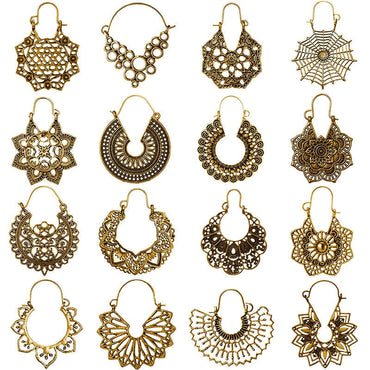 969696  yuhuv test HuaTang Vintage Gold Silver Color Metal Dangle Hollow Earrings for Women Geometric Carved Ethnic Earring Indian Jewellery brinco yuhuv test aja.