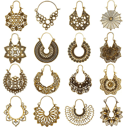 969696 yuhuv test HuaTang Vintage Gold Silver Color Metal Dangle Hollow Earrings for Women Geometric Carved Ethnic Earring Indian Jewellery brinco yuhuv test aja.