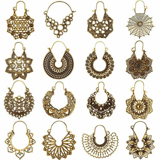 969696 yuhuv test HuaTang Vintage Gold Silver Color Metal Dangle Hollow Earrings for Women Geometric Carved Ethnic Earring Indian Jewellery brinco yuhuv test aja.