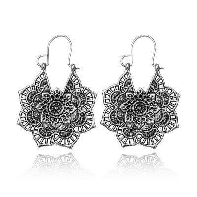 HuaTang Vintage Gold Silver Color Metal Dangle Hollow Earrings for Women Geometric Carved Ethnic Earring Indian Jewellery brinco yuhuv test  yuhuv test022.