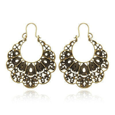 HuaTang Vintage Gold Silver Color Metal Dangle Hollow Earrings for Women Geometric Carved Ethnic Earring Indian Jewellery brinco yuhuv test  yuhuv test022.