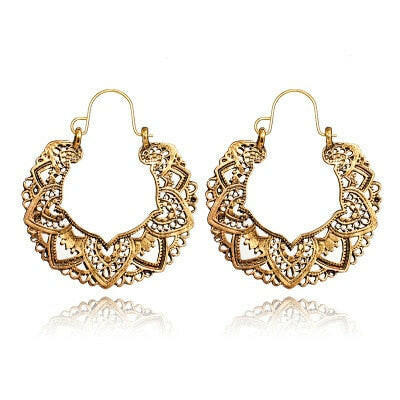 HuaTang Vintage Gold Silver Color Metal Dangle Hollow Earrings for Women Geometric Carved Ethnic Earring Indian Jewellery brinco yuhuv test  yuhuv test022.