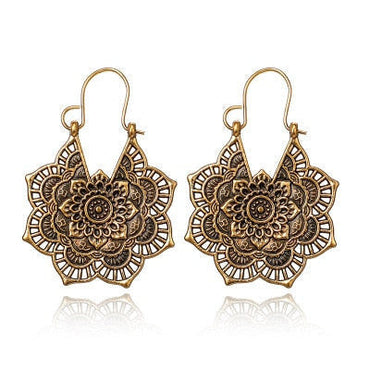 HuaTang Vintage Gold Silver Color Metal Dangle Hollow Earrings for Women Geometric Carved Ethnic Earring Indian Jewellery brinco yuhuv test  yuhuv test022.