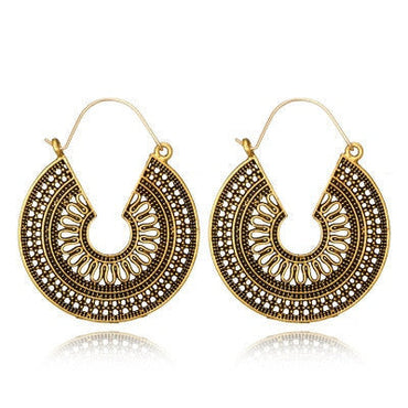 969696  yuhuv test HuaTang Vintage Gold Silver Color Metal Dangle Hollow Earrings for Women Geometric Carved Ethnic Earring Indian Jewellery brinco yuhuv test aja.