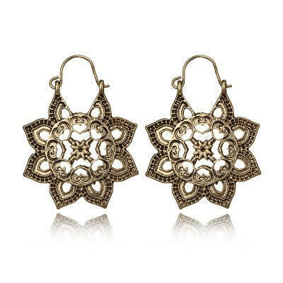 HuaTang Vintage Gold Silver Color Metal Dangle Hollow Earrings for Women Geometric Carved Ethnic Earring Indian Jewellery brinco yuhuv test  yuhuv test022.