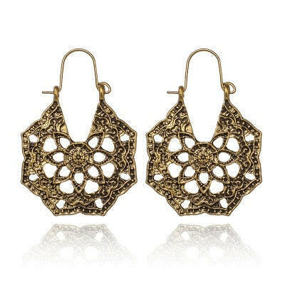 HuaTang Vintage Gold Silver Color Metal Dangle Hollow Earrings for Women Geometric Carved Ethnic Earring Indian Jewellery brinco yuhuv test  yuhuv test022.