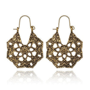 969696  yuhuv test HuaTang Vintage Gold Silver Color Metal Dangle Hollow Earrings for Women Geometric Carved Ethnic Earring Indian Jewellery brinco yuhuv test aja.