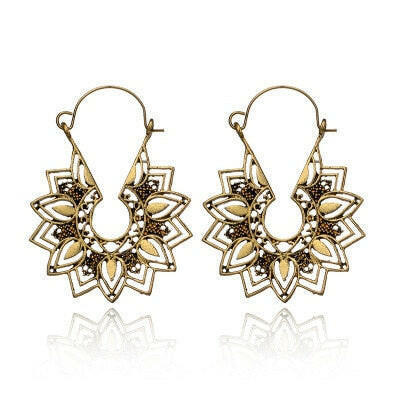 HuaTang Vintage Gold Silver Color Metal Dangle Hollow Earrings for Women Geometric Carved Ethnic Earring Indian Jewellery brinco yuhuv test  yuhuv test022.