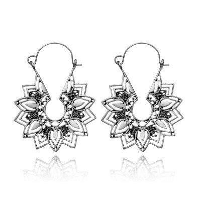 HuaTang Vintage Gold Silver Color Metal Dangle Hollow Earrings for Women Geometric Carved Ethnic Earring Indian Jewellery brinco yuhuv test  yuhuv test022.