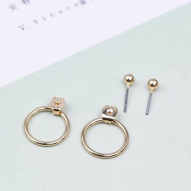 FAMSHIN Fashion Bohemian Vintage Earrings Jewelry Cute Gold Color Geometric Round Metal Stud Earrings Best Gift for Women Girl yuhuv test  yuhuv test022.