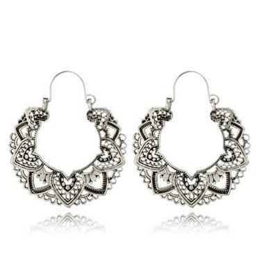 969696  yuhuv test HuaTang Vintage Ethnic Earring Geometric Antique Silver Color Gold Hollow Flower Drop Earring Piercing Earring Statement Jewelry yuhuv test aja.