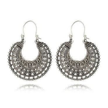 969696  yuhuv test HuaTang Vintage Ethnic Earring Geometric Antique Silver Color Gold Hollow Flower Drop Earring Piercing Earring Statement Jewelry yuhuv test aja.