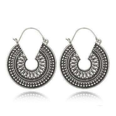 969696  yuhuv test HuaTang Vintage Ethnic Earring Geometric Antique Silver Color Gold Hollow Flower Drop Earring Piercing Earring Statement Jewelry yuhuv test aja.