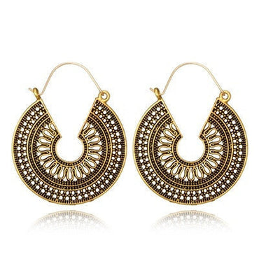 969696  yuhuv test HuaTang Vintage Ethnic Earring Geometric Antique Silver Color Gold Hollow Flower Drop Earring Piercing Earring Statement Jewelry yuhuv test aja.