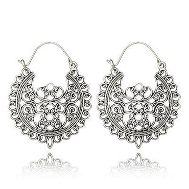 969696  yuhuv test HuaTang Vintage Ethnic Earring Geometric Antique Silver Color Gold Hollow Flower Drop Earring Piercing Earring Statement Jewelry yuhuv test aja.