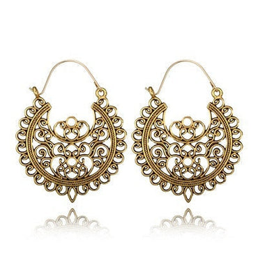 969696  yuhuv test HuaTang Vintage Ethnic Earring Geometric Antique Silver Color Gold Hollow Flower Drop Earring Piercing Earring Statement Jewelry yuhuv test aja.