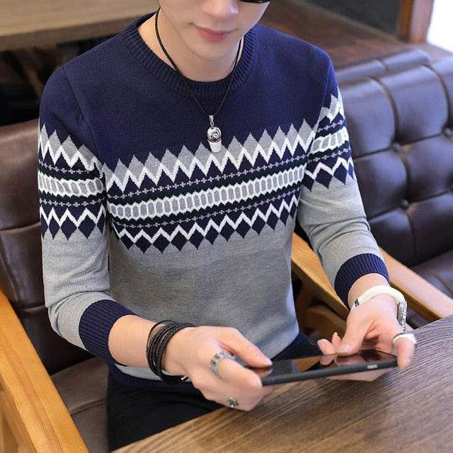 Korea Grey Sweaters And Pullovers Men Long Sleeve Knitted Sweater High Quality Winter Pullovers Homme Warm Navy Coat 3xl Newest yuhuv test  yuhuv test022.