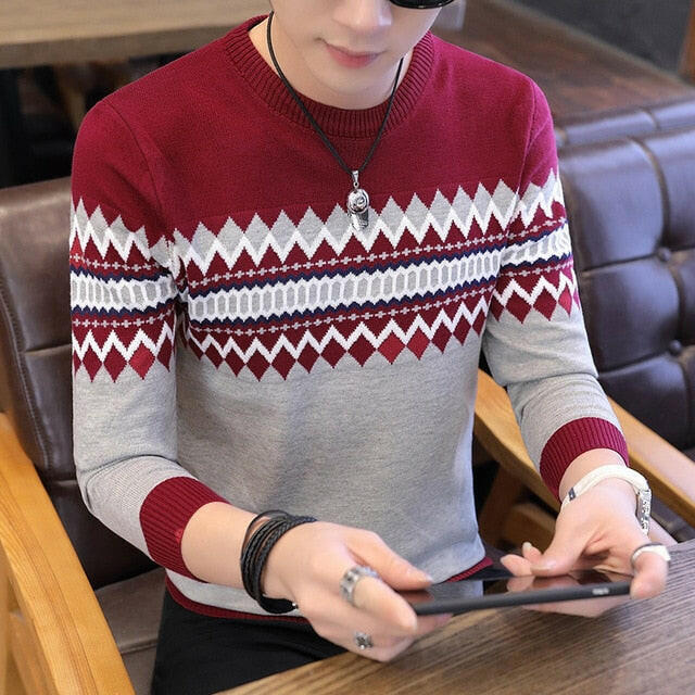 Korea Grey Sweaters And Pullovers Men Long Sleeve Knitted Sweater High Quality Winter Pullovers Homme Warm Navy Coat 3xl Newest yuhuv test  yuhuv test022.