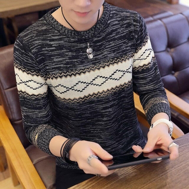 Korea Grey Sweaters And Pullovers Men Long Sleeve Knitted Sweater High Quality Winter Pullovers Homme Warm Navy Coat 3xl Newest yuhuv test  yuhuv test022.