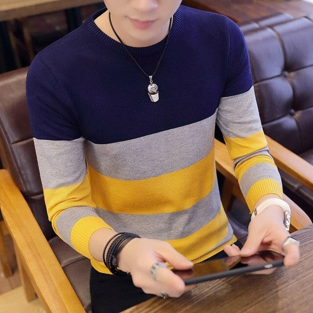 Korea Grey Sweaters And Pullovers Men Long Sleeve Knitted Sweater High Quality Winter Pullovers Homme Warm Navy Coat 3xl Newest yuhuv test  yuhuv test022.