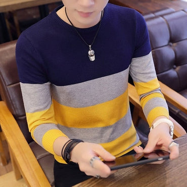 969696  yuhuv test Korea Grey Sweaters And Pullovers Men Long Sleeve Knitted Sweater High Quality Winter Pullovers Homme Warm Navy Coat 3xl Newest yuhuv test aja.