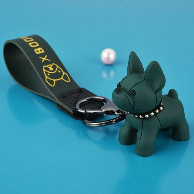 Fashion Punk French Bulldog Keychain PU Leather Dog Keychains for Women Bag Pendant Jewelry Trinket Men's Car Key Ring Key Chainơ' yuhuv test3333 yuhuv test.