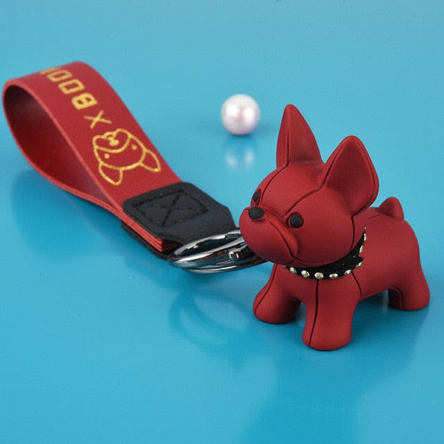 Fashion Punk French Bulldog Keychain PU Leather Dog Keychains for Women Bag Pendant Jewelry Trinket Men's Car Key Ring Key Chainơ' yuhuv test3333 yuhuv test.