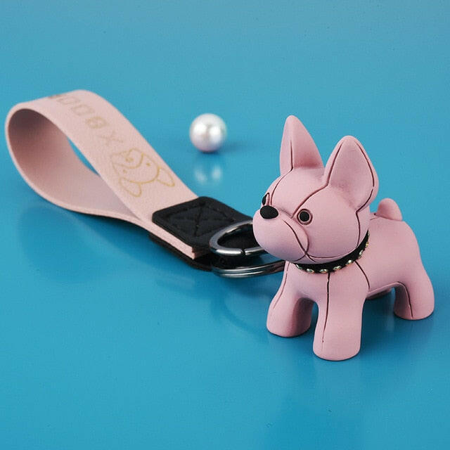 Fashion Punk French Bulldog Keychain PU Leather Dog Keychains for Women Bag Pendant Jewelry Trinket Men's Car Key Ring Key Chainơ' yuhuv test3333 yuhuv test.