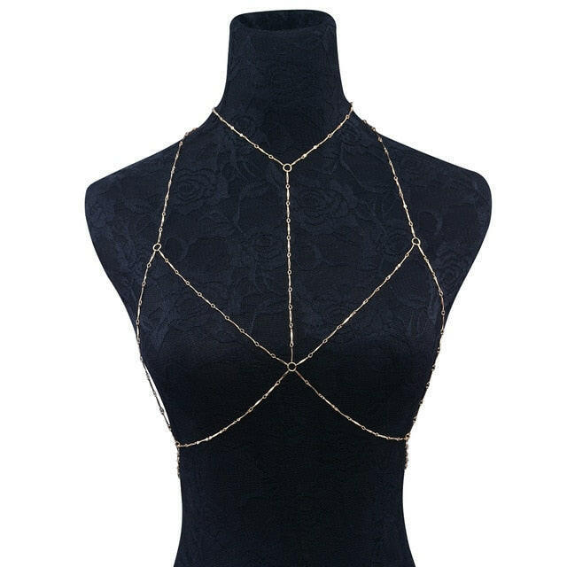 IngeSight.Z Simple Style Chain Necklace Belly Body Chain Fashion Sexy Copper Sequins Body Chain Jewelry for Women Beach Party yuhuv test  yuhuv test022.