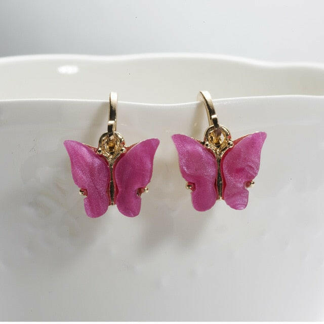 New Fashion Design Butterfly Jewelry Colorful Acrylic Butterfly Stud Earrings for Women 2020 Bohemia Small Cute Earring Jewelry yuhuv test  yuhuv test022.