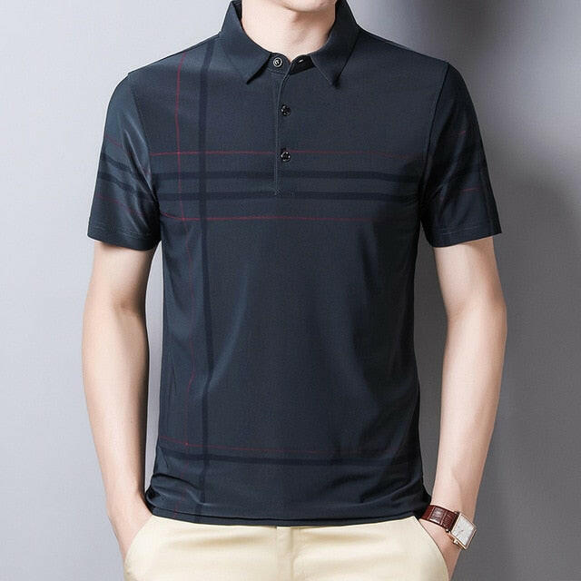 Ymwmhu Fashion Slim Men Polo Shirt Black Short Sleeve Summer Thin Shirt Streetwear Striped Male Polo Shirt for Korean Clothing yuhuv test  yuhuv test022.