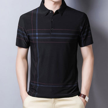 Ymwmhu Fashion Slim Men Polo Shirt Black Short Sleeve Summer Thin Shirt Streetwear Striped Male Polo Shirt for Korean Clothingơ' yuhuv test3333 yuhuv testkk.