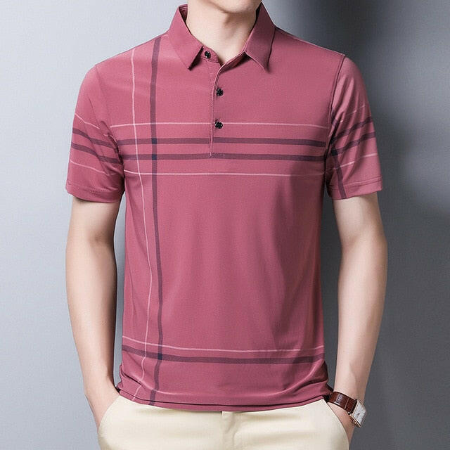 Ymwmhu Fashion Slim Men Polo Shirt Black Short Sleeve Summer Thin Shirt Streetwear Striped Male Polo Shirt for Korean Clothing yuhuv test  yuhuv test022.