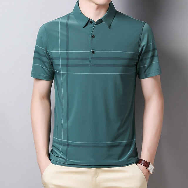 Ymwmhu Fashion Slim Men Polo Shirt Black Short Sleeve Summer Thin Shirt Streetwear Striped Male Polo Shirt for Korean Clothing yuhuv test  yuhuv test022.